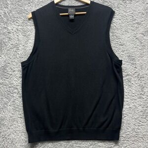 Jos A Bank Traveler Sweater Vest Mens XL Black Pima Cotton‎ Preppy Business